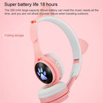 B30 หูฟังบลูทูธรูปหูแมวพร้อมไฟสีสันสดใส พับได้ พร้อมแจ็ค 3.5 มม. และช่องใส่การ์ด TF