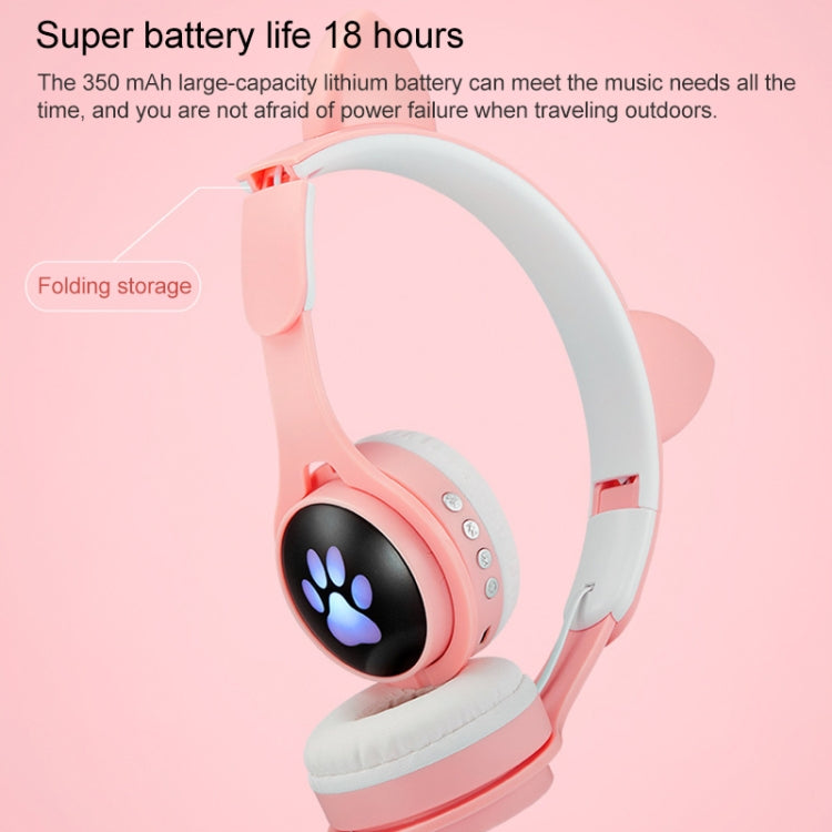 B30 หูฟังบลูทูธรูปหูแมวพร้อมไฟสีสันสดใส พับได้ พร้อมแจ็ค 3.5 มม. และช่องใส่การ์ด TF