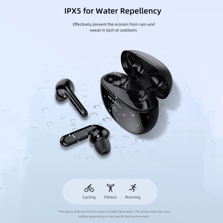 หูฟังบลูทูธ V5.0 TWS แบบไร้สายแท้พร้อมจอ LED และกล่องชาร์จ awei T15P
