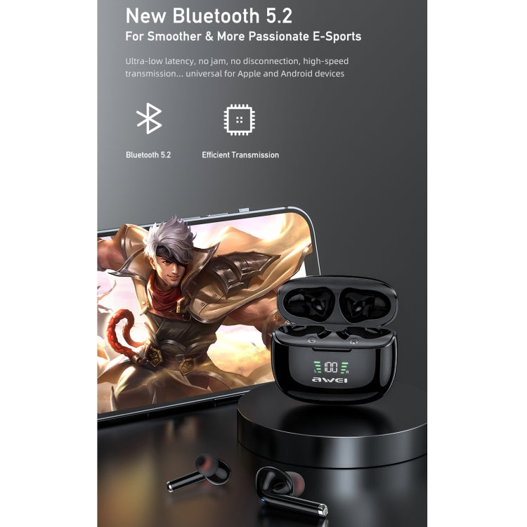 หูฟังบลูทูธไร้สายพร้อมระบบตัดเสียงรบกวน ANC Bluetooth 5.2 awei TA8