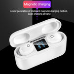Dt-18 หูฟังบลูทูธไร้สายสองข้าง พร้อมกล่องชาร์จ 2000mAh และระบบสัมผัสกับการชาร์จแม่เหล็กอัจฉริยะ