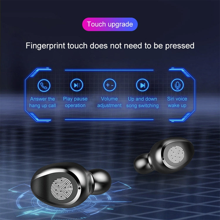 F9 TWS หูฟังบลูทูธไร้สายแบบสองข้าง Bluetooth V5.0 ควบคุมด้วยการสัมผัส พร้อมกล่องชาร์จและหน้าจอดิจิทัล, F9