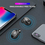 F9 TWS หูฟังบลูทูธไร้สายแบบสองข้าง Bluetooth V5.0 ควบคุมด้วยการสัมผัส พร้อมกล่องชาร์จและหน้าจอดิจิทัล, F9