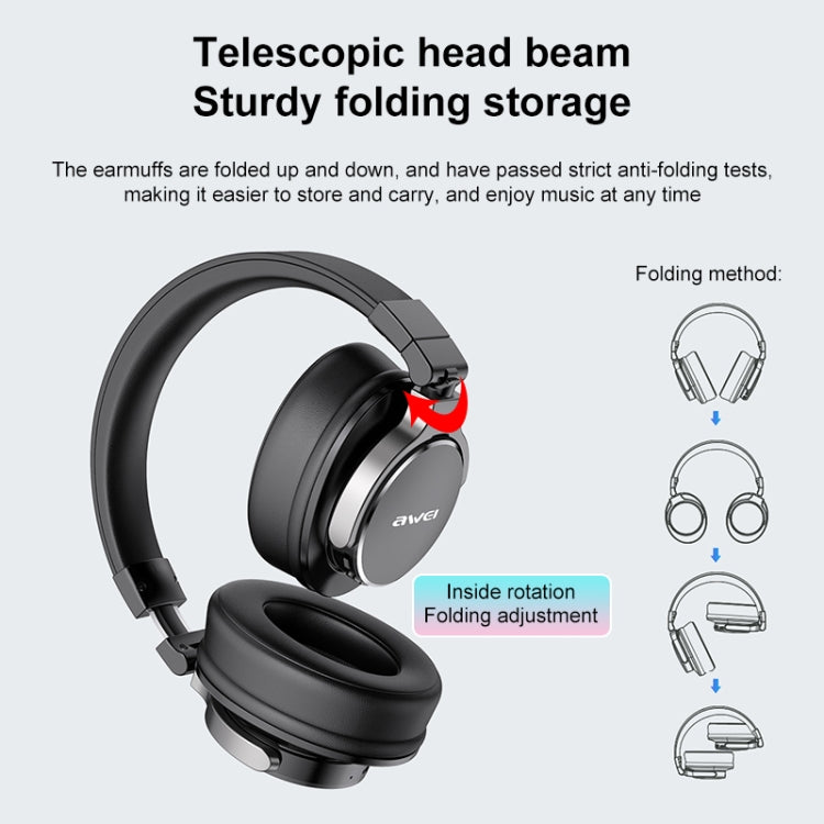 awei A710BL หูฟังบลูทูธไร้สายแบบพับได้พร้อมระบบตัดเสียงรบกวน ANC รุ่น A710BL