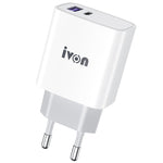 IVON AD52 18W USB-C / Type-C + USB พอร์ตคู่ ชาร์จเร็ว PD