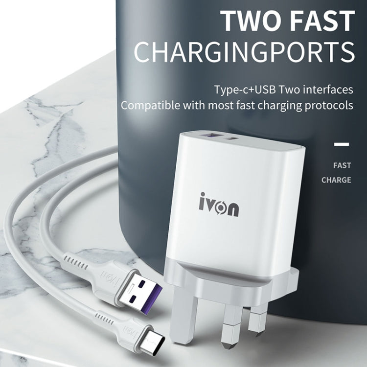 IVON AD52 18W USB-C / Type-C + USB พอร์ตคู่ ชาร์จเร็ว PD