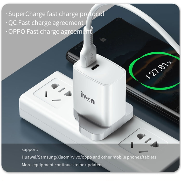 IVON AD52 18W USB-C / Type-C + USB พอร์ตคู่ ชาร์จเร็ว PD