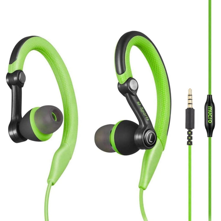 หูฟังสเตอริโอมีสาย Mucro MB-232 แบบสปอร์ตสำหรับวิ่งและฟิตเนส หูเกี่ยว 3.5 มม.