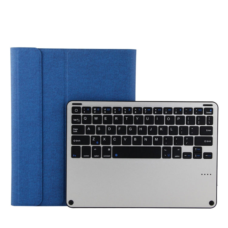 เคสแท็บเล็ตหนังลายผ้าปลอมพร้อมคีย์บอร์ดอะลูมิเนียมอัลลอยถอดได้ Bluetooth 3.0 3018 สำหรับ iPad Air / Air 2 / iPad Pro 9.7 นิ้ว พร้อมฟังก์ชันพักเครื่อง / กันน้ำ, 3018