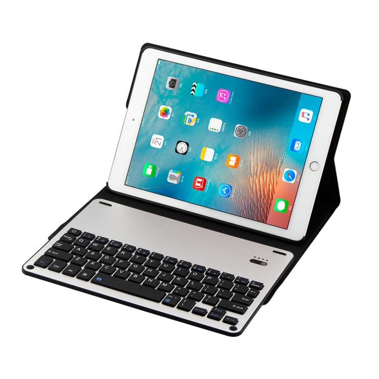 เคสแท็บเล็ตหนังลายลัมบ์สกินพร้อมคีย์บอร์ดอะลูมิเนียมอัลลอยถอดได้ Bluetooth 3.0 FT-1038B สำหรับ iPad Air / Air 2 / iPad Pro 9.7 นิ้ว พร้อมกันน้ำ / ปรับมุมสามเกียร์ / แม่เหล็ก / ฟังก์ชันพักเครื่อง, FT-1038B