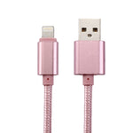 สายชาร์จถักสไตล์ทอ ความยาว 2 เมตร หัวโลหะ 84 แกน 8 พิน เป็น USB 2.0 สำหรับข้อมูลและชาร์จ