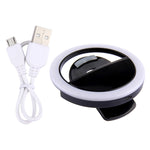 ไฟส่องหน้าสำหรับเซลฟี่ ปรับแสงได้ พร้อมคลิปและสาย USB สำหรับ iPhone, Galaxy, Huawei, Xiaomi, LG, HTC และสมาร์ทโฟนอื่นๆ