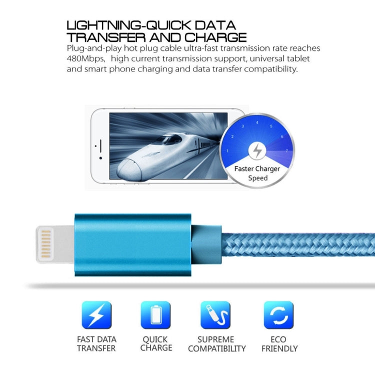 สายชาร์จข้อมูล 3 เมตร หัวโลหะแบบถัก 3A 8 พิน เป็น USB, 3 เมตร 8 พิน