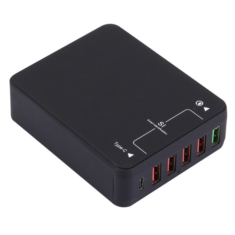 Q8118 1 ชาร์จเร็ว 3.0 + 4 การระบุอัจฉริยะ USB + 1 USB-C / Type-C 3.1 ชาร์จเดสก์ท็อป USB