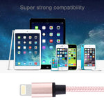 สายชาร์จและซิงค์ข้อมูล 1 เมตร หัวโลหะแบบถัก 58 แกน 8 Pin เป็น USB 2.0