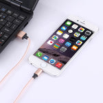 สายชาร์จและซิงค์ข้อมูล 1 เมตร หัวโลหะแบบถัก 58 แกน 8 Pin เป็น USB 2.0