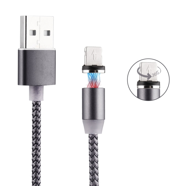 สายชาร์จแม่เหล็ก 8 Pin เป็น USB 2.0 แบบถัก หมุนได้ 360 องศาพร้อมไฟ LED แสดงสถานะ ความยาวสาย: 1 เมตร