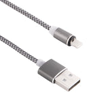 สายชาร์จแม่เหล็ก 8 Pin เป็น USB 2.0 แบบถัก หมุนได้ 360 องศาพร้อมไฟ LED แสดงสถานะ ความยาวสาย: 1 เมตร