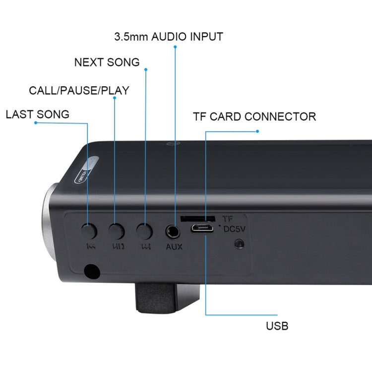 ซาวด์บาร์ LP-08 CE0152 เครื่องเล่น USB MP3 2.1CH ลำโพงซาวด์บาร์บลูทูธไร้สายพร้อมรีโมทคอนโทรล, CE0152 สีดำ, CE0152 สีทอง