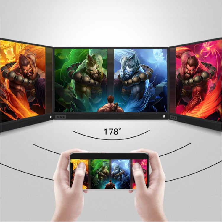 จอแสดงผลพกพาขนาด 15.6 นิ้ว 1080P มุมกว้าง 178 องศา HD สำหรับคอมพิวเตอร์ตั้งโต๊ะ / เครื่องเล่นเกม / จอภาพพร้อมกัน / PS4 / PS3 / XBox พร้อมพอร์ต Mini HDMI, Micro USB และ 2 พอร์ต USB-C / Type-C