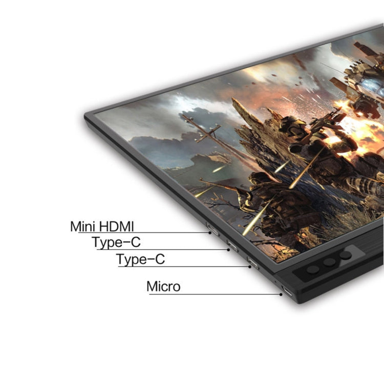 จอแสดงผลพกพาขนาด 15.6 นิ้ว 1080P มุมกว้าง 178 องศา HD สำหรับคอมพิวเตอร์ตั้งโต๊ะ / เครื่องเล่นเกม / จอภาพพร้อมกัน / PS4 / PS3 / XBox พร้อมพอร์ต Mini HDMI, Micro USB และ 2 พอร์ต USB-C / Type-C