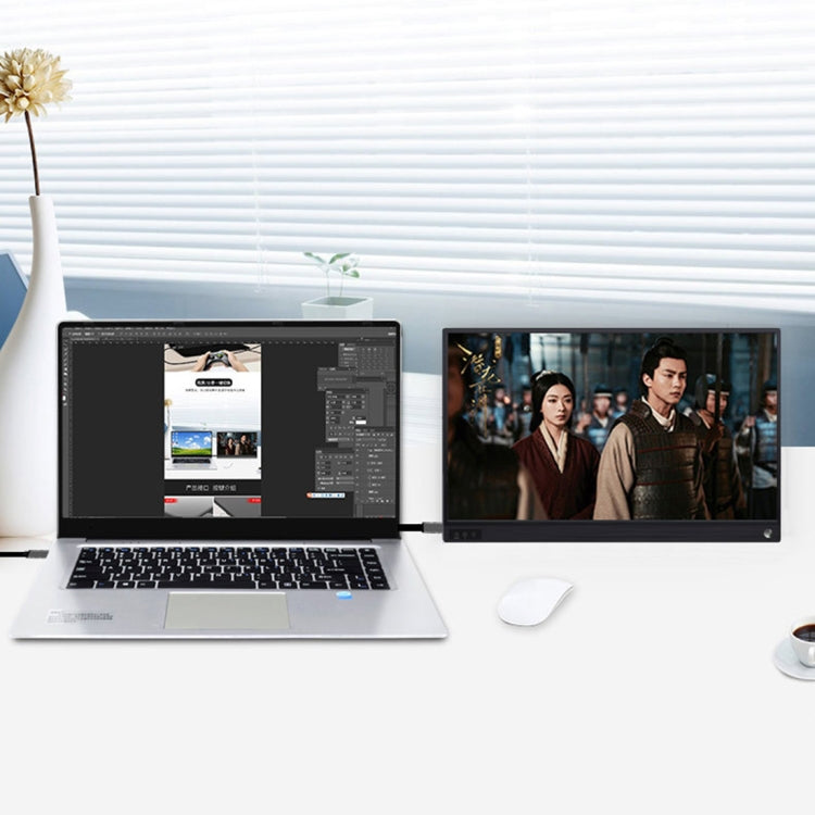 จอแสดงผลพกพาขนาด 15.6 นิ้ว 1080P มุมกว้าง 178 องศา HD สำหรับคอมพิวเตอร์ตั้งโต๊ะ / เครื่องเล่นเกม / จอภาพพร้อมกัน / PS4 / PS3 / XBox พร้อมพอร์ต Mini HDMI, Micro USB และ 2 พอร์ต USB-C / Type-C