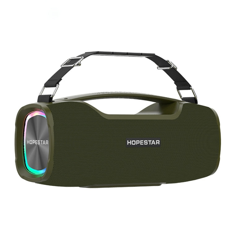 ลำโพงบลูทูธพกพา HOPESTAR A6X TWS สำหรับใช้งานกลางแจ้ง พร้อมไฟดนตรีสีสัน รองรับ Power Bank, โทรแบบแฮนด์ฟรี, ยูดิสก์, การ์ด TF และ AUX 3.5 มม. รุ่น A6X สีดำ, A6X สีเขียว