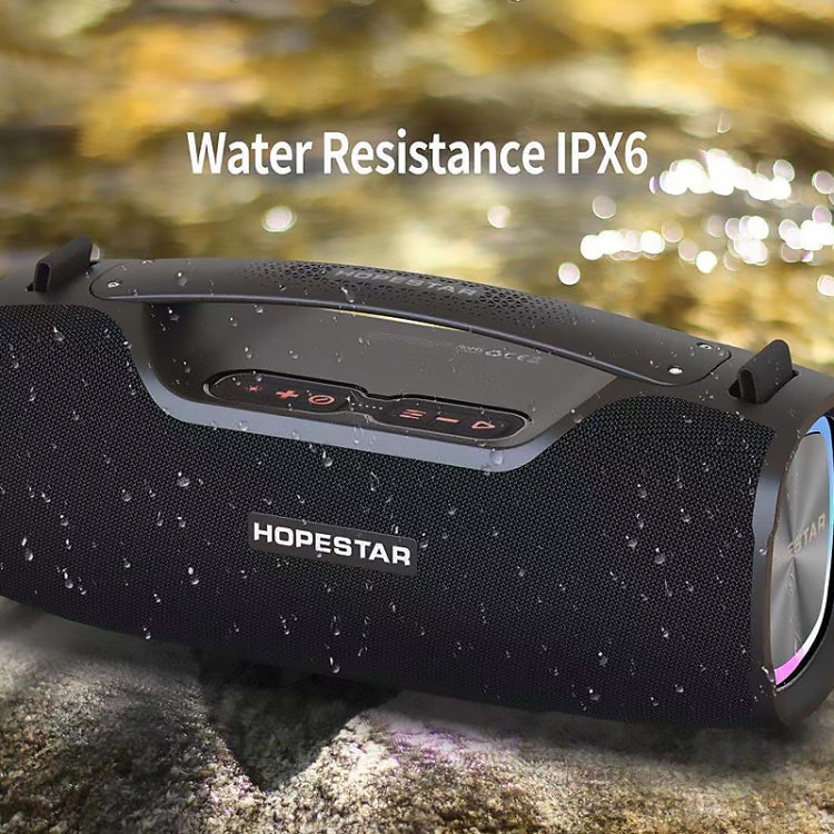 ลำโพงบลูทูธพกพา HOPESTAR A6X TWS สำหรับใช้งานกลางแจ้ง พร้อมไฟดนตรีสีสัน รองรับ Power Bank, โทรแบบแฮนด์ฟรี, ยูดิสก์, การ์ด TF และ AUX 3.5 มม. รุ่น A6X สีดำ, A6X สีเขียว