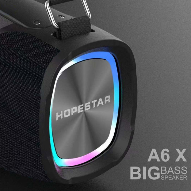 ลำโพงบลูทูธพกพา HOPESTAR A6X TWS สำหรับใช้งานกลางแจ้ง พร้อมไฟดนตรีสีสัน รองรับ Power Bank, โทรแบบแฮนด์ฟรี, ยูดิสก์, การ์ด TF และ AUX 3.5 มม. รุ่น A6X สีดำ, A6X สีเขียว