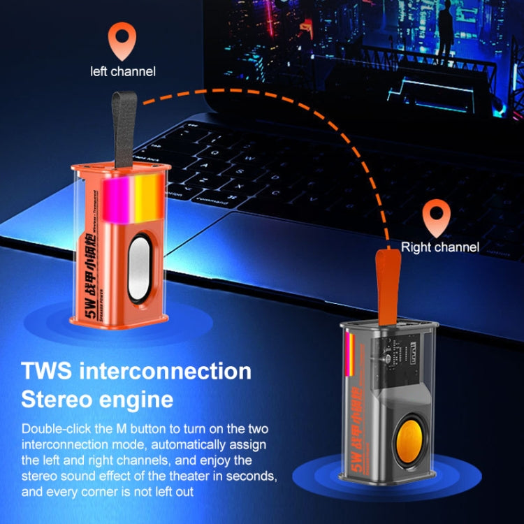 ลำโพงบลูทูธไร้สายแบบพกพา 5W Bullet TWS (สีส้ม), (สีเขียว), (สีเทา), (สีม่วง)