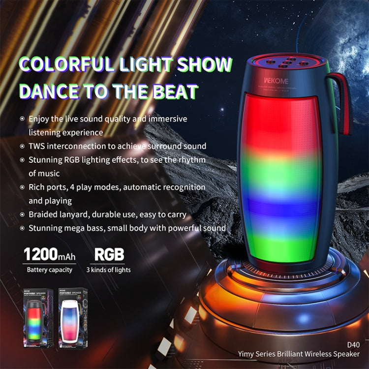 ลำโพงบลูทูธ WEKOME D40 5W พร้อมไฟสีสัน รุ่น D40 (สีดำ), D40 (สีขาว)