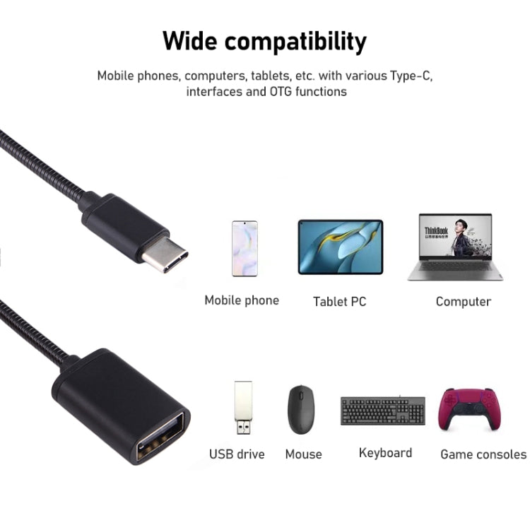 สายชาร์จและส่งข้อมูล OTG สายโลหะ USB ตัวเมีย 8.3 ซม. เป็น Type-C ตัวผู้