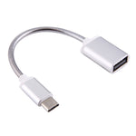 สายชาร์จและส่งข้อมูล OTG สายโลหะ USB ตัวเมีย 8.3 ซม. เป็น Type-C ตัวผู้
