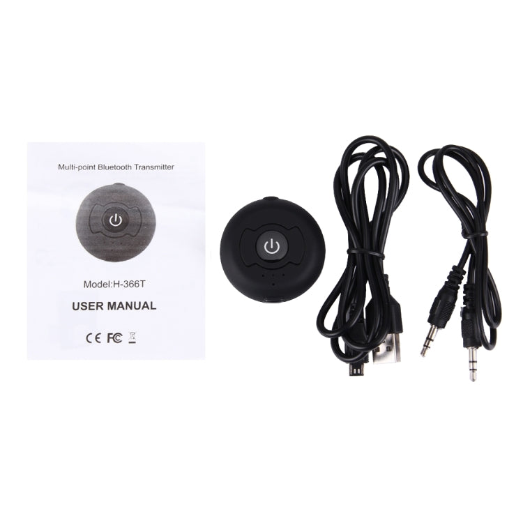 เครื่องส่งสัญญาณเสียงบลูทูธ 4.0 แบบพกพา H366T รองรับหลายจุด สำหรับ iPhone, Samsung, HTC, Sony, Google, Huawei, Xiaomi และสมาร์ทโฟนอื่นๆ