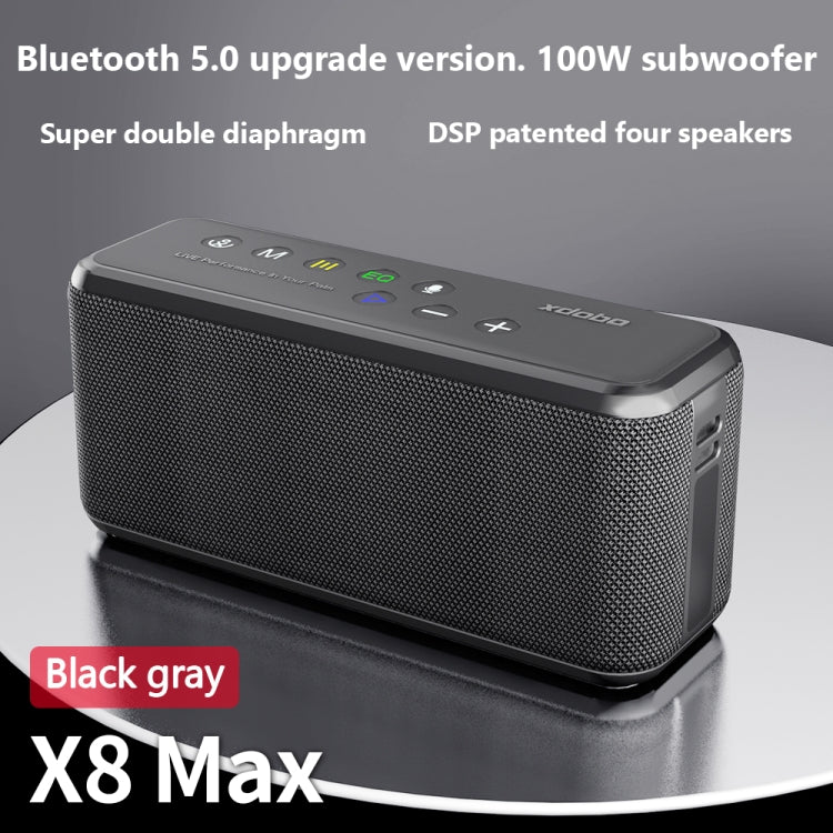 XDOBO X8 Max ลำโพงบลูทูธไร้สาย 100W พร้อมซับวูฟเฟอร์กลางแจ้ง รองรับ TWS & การ์ด TF & ยูดิสก์, X8 Max