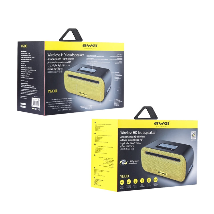 ลำโพงบลูทูธไร้สาย awei Y600 พร้อมสเตอริโอ 3D, ไมโครโฟนในตัว, รองรับการ์ด TF / AUX / NFC, Y600