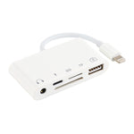 ฮับ 5 in 1 8 พิน เป็น USB และ USB-C / Type-C และช่องเสียบหูฟัง 3.5 มม. และเครื่องอ่านการ์ด SD และ TF