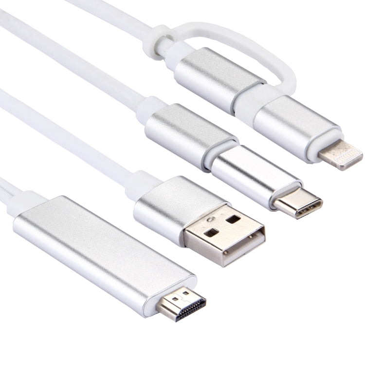 สายแปลง 3 in 1 Micro USB & 8 Pin & Type-C เป็น HDMI HD 1080P HDTV
