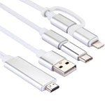 สายแปลง 3 in 1 Micro USB & 8 Pin & Type-C เป็น HDMI HD 1080P HDTV