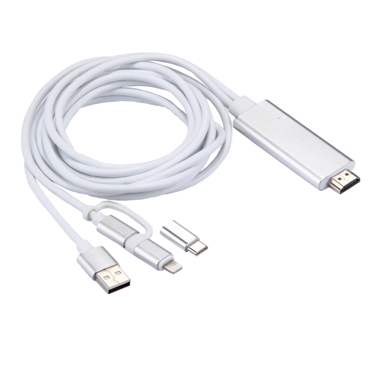 สายแปลง 3 in 1 Micro USB & 8 Pin & Type-C เป็น HDMI HD 1080P HDTV