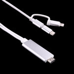 สายแปลง 3 in 1 Micro USB & 8 Pin & Type-C เป็น HDMI HD 1080P HDTV