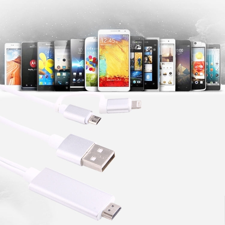 สายแปลง 3 in 1 Micro USB & 8 Pin & Type-C เป็น HDMI HD 1080P HDTV