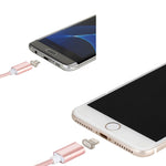 สายข้อมูลแม่เหล็ก 2 in 1 5V 2A Micro USB & 8 Pin เป็น USB 2.0 แบบถัก ความยาวสาย: 1.2 เมตร