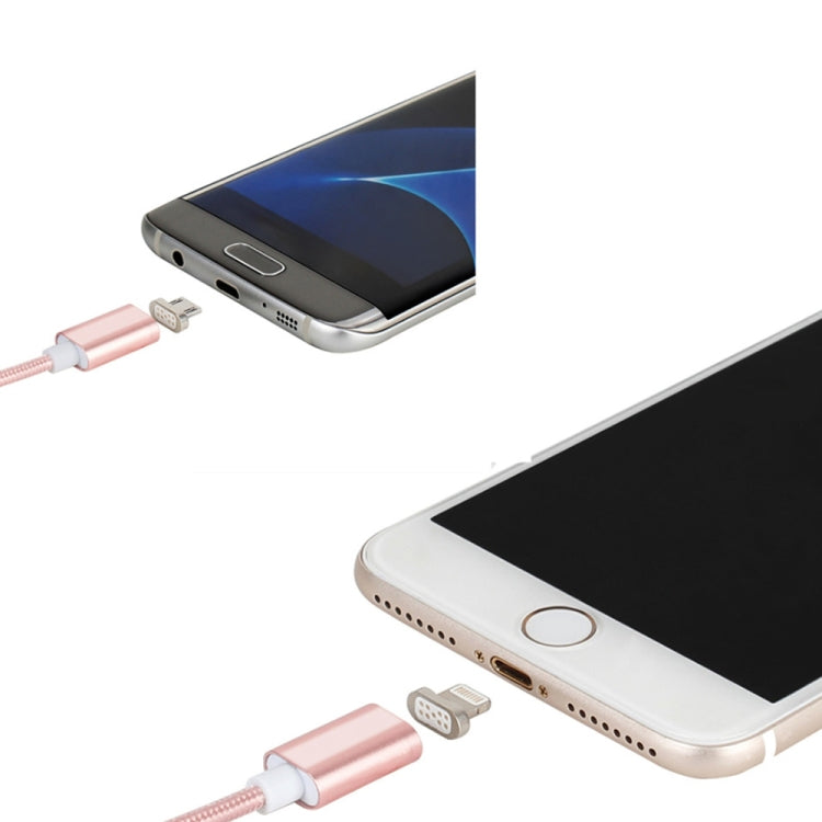 สายข้อมูลแม่เหล็ก 2 in 1 5V 2A Micro USB & 8 Pin เป็น USB 2.0 แบบถัก ความยาวสาย: 1.2 เมตร