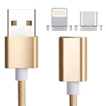 สายข้อมูลแม่เหล็ก 2 in 1 5V 2A Micro USB & 8 Pin เป็น USB 2.0 แบบถัก ความยาวสาย: 1.2 เมตร