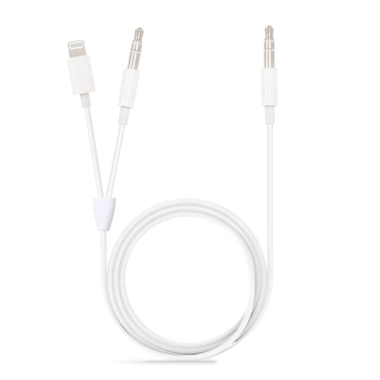 MH030 สายเสียง 1 เมตร 2 in 1 8 พิน ตัวผู้ & 3.5 มม. ตัวผู้ เป็น 3.5 มม. ตัวผู้ AUX สำหรับ iPhone, iPad, Samsung, Huawei, Xiaomi, HTC, MH030