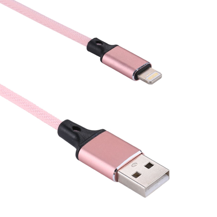 สายชาร์จข้อมูล 1 เมตร 2A USB เป็น 8 พิน แบบถักไนลอน 8 พิน สีชมพู, สีฟ้า, สีแดง, สีขาว