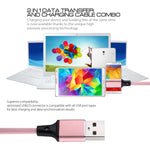 สายชาร์จข้อมูล 1 เมตร 2A USB เป็น 8 พิน แบบถักไนลอน 8 พิน สีชมพู, สีฟ้า, สีแดง, สีขาว