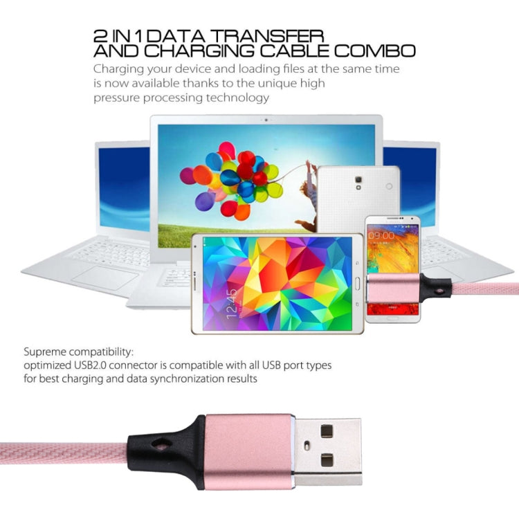 สายชาร์จข้อมูล 1 เมตร 2A USB เป็น 8 พิน แบบถักไนลอน 8 พิน สีชมพู, สีฟ้า, สีแดง, สีขาว