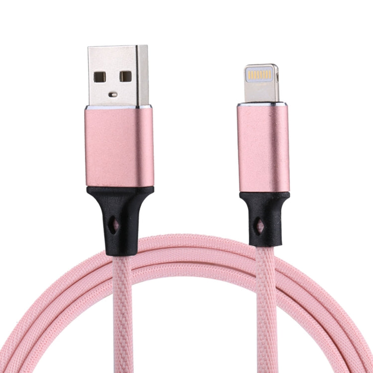 สายชาร์จข้อมูล 1 เมตร 2A USB เป็น 8 พิน แบบถักไนลอน 8 พิน สีชมพู, สีฟ้า, สีแดง, สีขาว